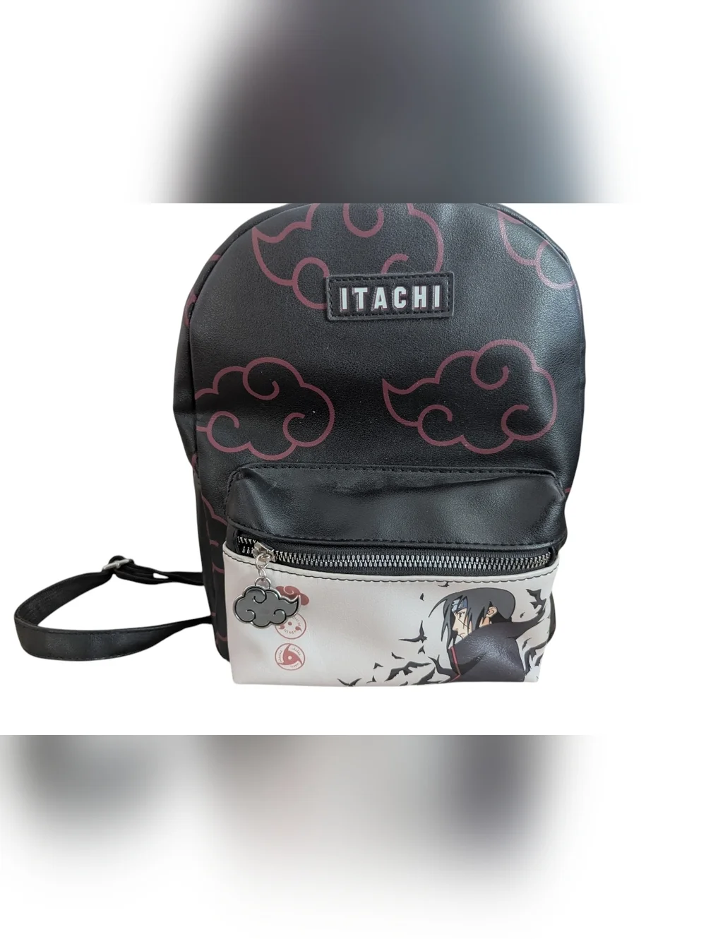 itachi mini backpack Bioworld Naruto Akatsuki Sasuke Red Cloud Anti Leaf Faux Saffiano Leather Bag Pack your belongings in this mini backpack NEW Naruto Itachi Mini Backpack